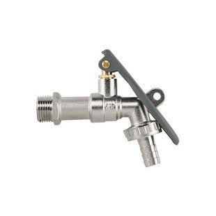 Кран вентильный РЗ 1/2", штуцер под шланг 3/4", латунь никель, LEVER LOCK, BR-KLS1234 BR-KLS1234 фото