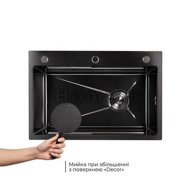 Мийка для кухні інтегрована Lidz Handmade H6845HB Decor Black PVD Honeycomb 3,0/1,0 мм LDH6845HDECBLM49445 SD00055569 фото