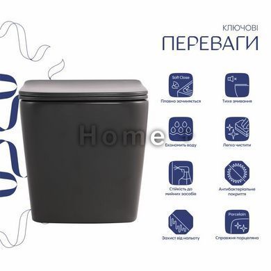 Унітаз підвісний Tern Ultra Quiet 490&times;365&times;325&nbsp;мм, Anthracite, із сидінням Slim Duroplast/Soft-close/Quick Release SD00054288 фото