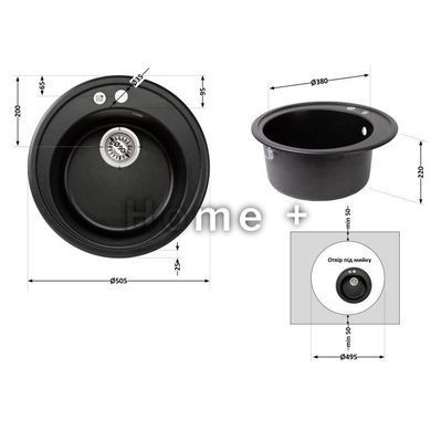 Кухонна мийка Lidz D510/200 BLM-14 (LIDZBLM14D510200) SD00043321 фото
