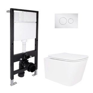Готовое решение Qtap для ванной комнаты: подвесной унитаз Crow Ultra Quiet 520x360x290 + комплект инсталляции Standard (круглая SD00057739 фото