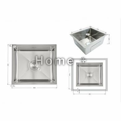 Мийка для кухні інтегрована під стільницю Lidz Handmade H4843 Brushed Steel 3,0/1,0 мм LDH4843BRU49441 SD00055565 фото
