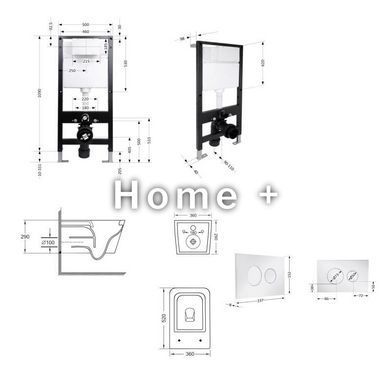 Готовое решение Qtap для ванной комнаты: подвесной унитаз Crow Ultra Quiet 520x360x290 + комплект инсталляции Standard (круглая SD00057739 фото