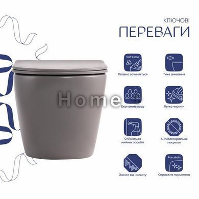 Унитаз подвесной Robin Ultra Quiet 490&times;365&times;325&nbsp;мм, Stone Grey, с сиденьем Slim Duroplast / Soft-close / Quick Release SD00054282 фото