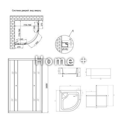 Lidz Latwa SC80x80.SAT.HIGH.GR Душова кабіна напівкругла, скло тон. 4 мм + Lidz Душовий піддон KAPIELKA SD00050786 фото