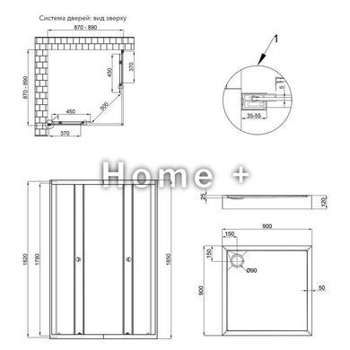 Набор Qtap душевая кабина Presto CRM1099SP5 Pear 1970x900x900 мм + поддон Tern 309912C 90x90x12 см с сифоном SD00048939 фото