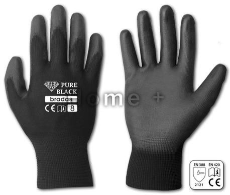 Перчатки защитные PURE BLACK полиуретан, размер 7, RWPBC7