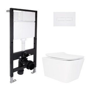 Готовое решение Qtap для ванной комнаты: подвесной унитаз Crow Rimless 520x360x290 + комплект инсталляции Standard (линейная SD00057749 фото