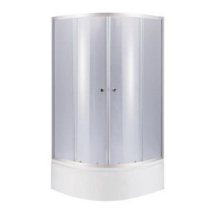 Lidz Latwa SC90x90.SAT.HIGH.GR Душевая кабина полукруглая, стекло тон 4 мм + Lidz Душевой поддон KAPIELKA SD00050796 фото