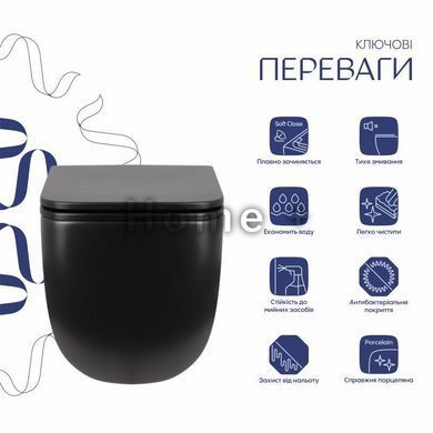 Унітаз підвісний Qtap Gemini безобідковий із сидінням Soft-close QT2533076EUQMB SD00051555 фото