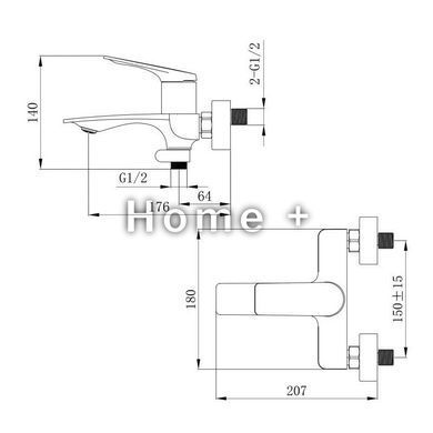 Смеситель для ванны Qtap Vlasta New (c душевым гарнитуром) QTVLA259CRM45642 Chrome SD00051766 фото