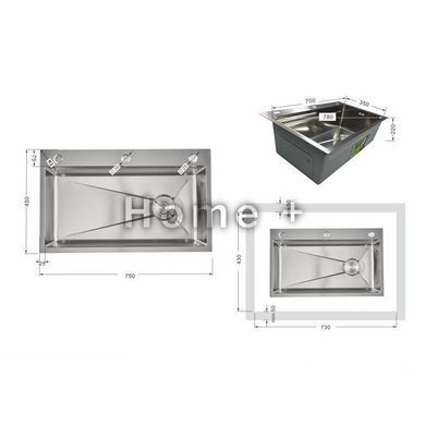 Мийка для кухні інтегрована Lidz Handmade H7545 Brushed Steel 3,0/1,0 мм LDH7545BRU49457 SD00055581 фото