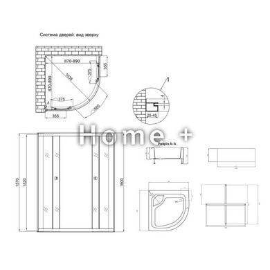 Lidz Latwa SC90x90.SAT.HIGH.GR Душевая кабина полукруглая, стекло тон 4 мм + Lidz Душевой поддон KAPIELKA SD00050796 фото