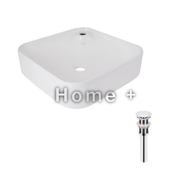Комплект Qtap Stork: Раковина накладна квадратна 430x430x120 мм White + Донний клапан PU02 SD00053442 фото