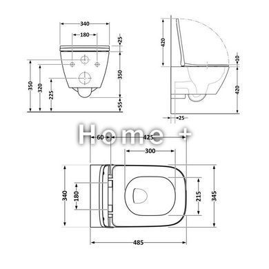 Унітаз підвісний Qtap Crow безобідковий із сидінням Soft-close QT05335171W SD00051248 фото