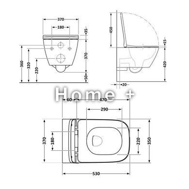 Унітаз підвісний Qtap Gemini безобідковий із сидінням Soft-close QT2533076EUQMB SD00051555 фото