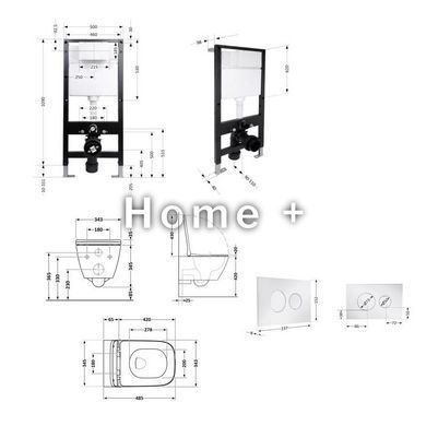 Готовое решение Qtap для ванной комнаты: подвесной унитаз Gemini Ultra Quiet 485x340x350 + комплект инсталляции Standard (круглая SD00057781 фото
