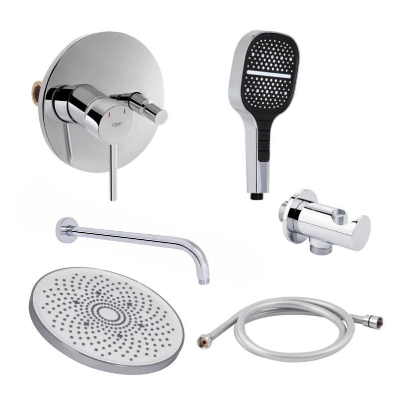 Комплект для душа Qtap Spring Chrome: Смеситель QTSPRCRM0102+QTTRU120CRM45926+Лейка SD00054665 фото