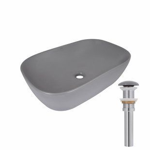 Раковина накладна Qtap Robin 600x390x150 мм, Stone grey, прямокутна, з донним клапаном QTROB188SG49786 SD00055910 фото