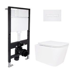Готовое решение Qtap для ванной комнаты: подвесной унитаз Crow Rimless 485x340x330 + комплект инсталляции Standard (линейная SD00057731 фото