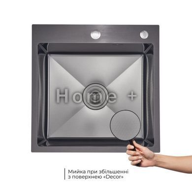 Комплект Lidz Handmade H5050HB Мийка для кухні інтегрована Decor Black PVD Honeycomb у комплекті з дозатором+ Lidz K01G SD00055251 фото