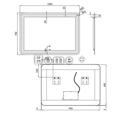 Дзеркало Qtap Swan 1000х700 з LED-підсвіткою QT1678141470100W SD00045749 фото