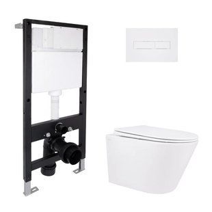 Готовое решение Qtap для ванной комнаты: подвесной унитаз Swan Rimless 520x360x320 + комплект инсталляции Standard (линейная SD00057761 фото