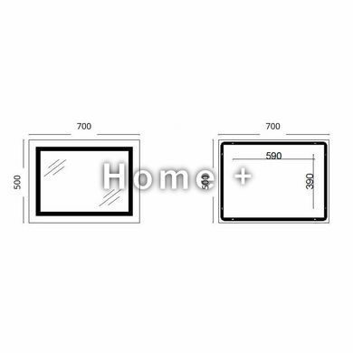 Дзеркало Lidz Kubis (KU1) 700х500 з LED-підсвіткою Touch, з антизапотіванням, з димером, рег. яскравості LD78LF90448485 SD00054609 фото