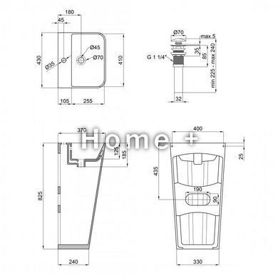 Раковина напольная моноблок Qtap Tern 440х380х830mm White с донным клапаном QT1711G302W SD00045935 фото