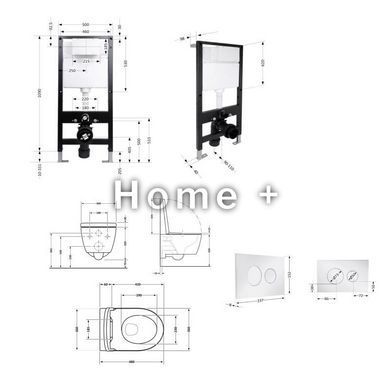 Готовое решение Qtap для ванной комнаты: подвесной унитаз Jay Ultra Quiet 485x360x320 + комплект инсталляции Standard (круглая SD00057709 фото