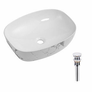 Раковина накладная Qtap Robin 500х380х140 мм, Marble, прямоугольная, с донным клапаном QT04116302MR SD00054299 фото