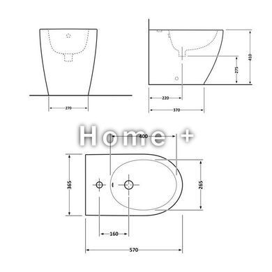 Біде підлогове Qtap Robin 565x360x405 Matt black QT13442141CMB SD00043834 фото