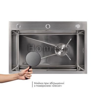 Мийка для кухні інтегрована Lidz Handmade H6845H Decor Honeycomb 3,0/1,0 мм LDH6845HDEC49444 SD00055568 фото