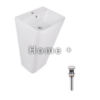 Комплект Qtap Tern: Раковина підлогова моноблок 440х380х830 мм White + Донний клапан PU02O SD00053444 фото