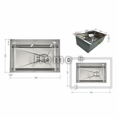 Мийка для кухні інтегрована Lidz Handmade H6845H Decor Honeycomb 3,0/1,0 мм LDH6845HDEC49444 SD00055568 фото