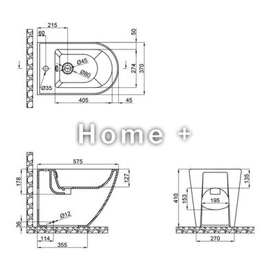 Биде напольное Qtap Robin 565x360x405 Matt black QT13442141CMB