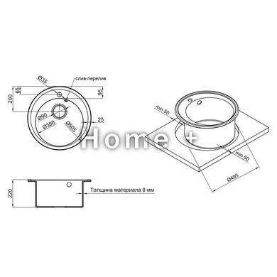 Кухонна мийка Lidz D510/200 BLA-03 (LIDZBLA03D510200) SD00039816 фото