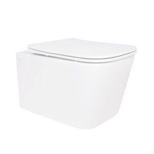 Унітаз підвісний Crow Rimless 485х340х330 мм, White, із сидінням Slim Duroplast/ Soft-close/Quick Release QT05335171RW Qtap SD00054228 фото