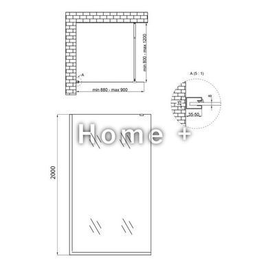 Душова перегородка Qtap Walk-In Standard BLM209.C8 90х200 см, скло Clear 8 мм, покриття CalcLess SD00051925 фото