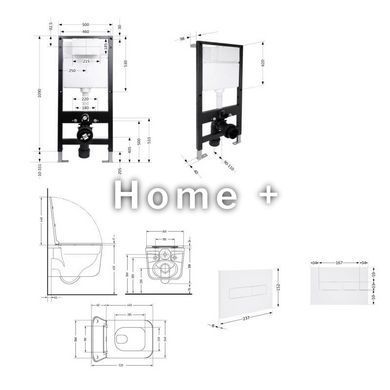 Готовое решение Qtap для ванной комнаты: подвесной унитаз Gemini Ultra Quiet 520x360x350 + комплект инсталляции Standard (линейная SD00057791 фото