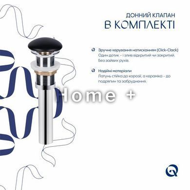 Раковина накладна Qtap Robin 500х380х140 мм, Anthracite, прямокутна, з донним клапаном QT04116302AN SD00054296 фото