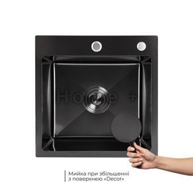 Мийка для кухні інтегрована Lidz Handmade H4545HB Decor Black PVD Honeycomb 2,5/0,5 мм LDH4545HDECBLM49438 SD00055562 фото
