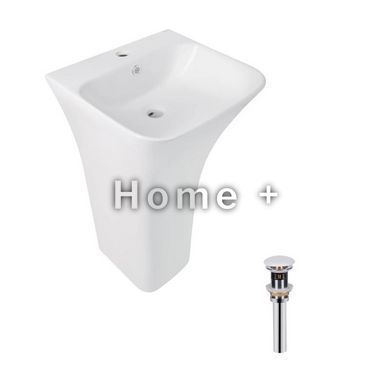 Комплект Qtap Crow: Раковина напольная моноблок 450x435x835 мм White + Донный клапан PU02O SD00053445 фото