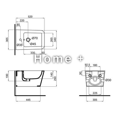 Биде подвесное Qtap Crow 520х360х290 White QT05555370W SD00040387 фото