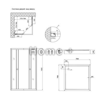 Душова кабіна Lidz Wawel SC80x80.SAT.LOW.GR, скло тон. 4 мм + Lidz Душовий піддон KAPIELKA ST80x80х14 SD00051444 фото