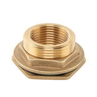Втулка для бака РВ 1" - РЗ 1 1/4" з гайкою та прокладкою 1 1/4", BRASS, BR-P100114 BR-P100114 фото