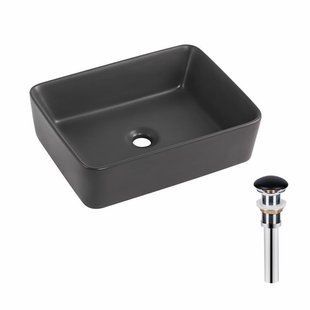Раковина накладна Qtap Tern 480x370x135 мм, Anthracite, прямокутна, з донним клапаном QT17116069AN SD00054300 фото