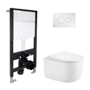 Готовое решение Qtap для ванной комнаты: подвесной унитаз Taurus Ultra Quiet 485x360x350 + комплект инсталляции Standard (круглая SD00057769 фото