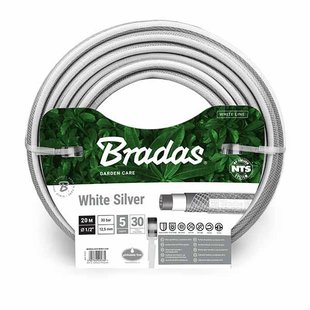 Шланг для поливання п'ятишаровий армований NTS WHITE SILVER 1/2" — 20 м, WWS1/220 Польща 1354276690 фото