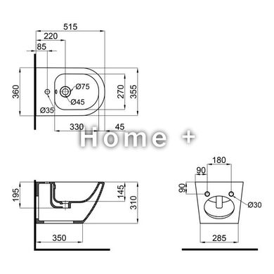 Биде подвесное Qtap Jay 520х360х320 White QT07555376W SD00040388 фото